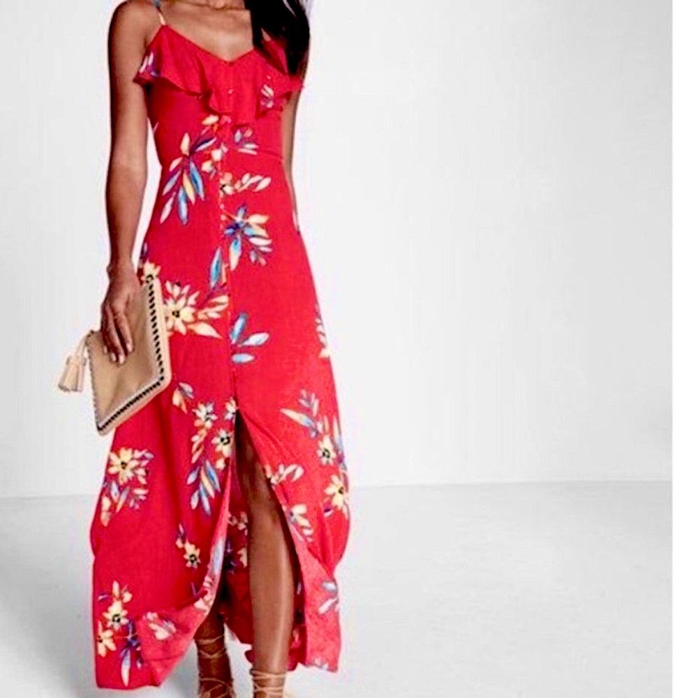 Express Red Floral Dress